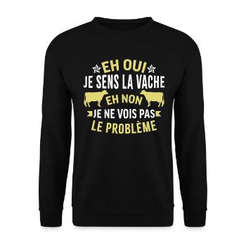 Eh oui je sens la vache - Sweat-shirt Unisexe - noir - Devant - Alina (178cm) & Michal (187cm)