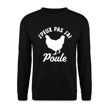 j'peux pas j'ai poule - Sweat-shirt Unisexe - noir - Devant - Alina (178cm) & Michal (187cm)