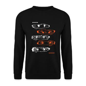 Weiße und schwarze Anime-Augen - Besonderes Geschenk für Weihnachten - Unisex Pullover - Schwarz - Vorne - Alina (178cm) & Michal (187cm)