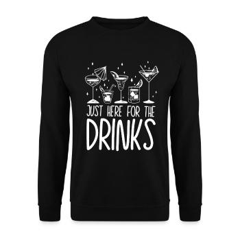 Je suis juste là pour boire un verre - Party Alcohol - Sweat-shirt Unisexe - noir - Devant - Alina (178cm) & Michal (187cm)