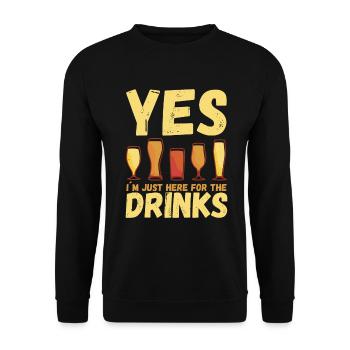 Je suis juste là pour boire un verre - Party Alcohol - Sweat-shirt Unisexe - noir - Devant - Alina (178cm) & Michal (187cm)