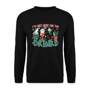 Je suis juste là pour boire un verre - Party Alcohol - Sweat-shirt Unisexe - noir - Devant - Alina (178cm) & Michal (187cm)