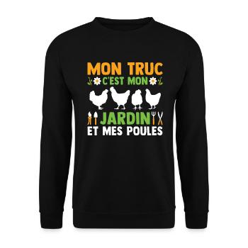 Mon Truc c'est mon jardin et mes poules - Sweat-shirt Unisexe - noir - Devant - Alina (178cm) & Michal (187cm)