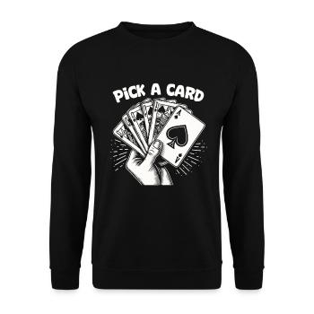 Pick a Card - Magical Gift for Magicians - Unisex Sweatshirt - black - Front - Alina (178cm) & Michal (187cm)