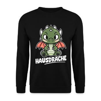 Hausdrache. Stark, Mutig und Unbesiegbar. Drache - Unisex Pullover - Schwarz - Vorne - Alina (178cm) & Michal (187cm)