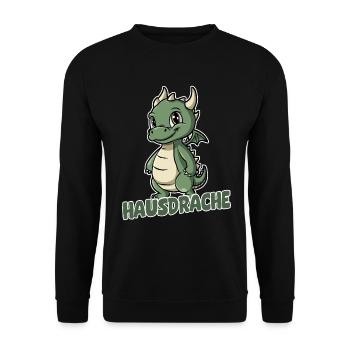 Hausdrache. Stark, Mutig und Unbesiegbar. Drache - Unisex Pullover - Schwarz - Vorne - Alina (178cm) & Michal (187cm)