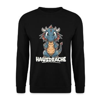 Hausdrache. Stark, Mutig und Unbesiegbar. Drache - Unisex Pullover - Schwarz - Vorne - Alina (178cm) & Michal (187cm)