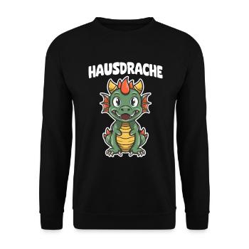 Hausdrache. Stark, Mutig und Unbesiegbar. Drache - Unisex Pullover - Schwarz - Vorne - Alina (178cm) & Michal (187cm)