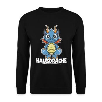 Hausdrache. Stark, Mutig und Unbesiegbar. Drache - Unisex Pullover - Schwarz - Vorne - Alina (178cm) & Michal (187cm)