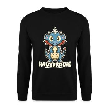 Hausdrache. Stark, Mutig und Unbesiegbar. Drache - Unisex Pullover - Schwarz - Vorne - Alina (178cm) & Michal (187cm)