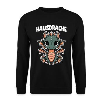 Hausdrache. Stark, Mutig und Unbesiegbar. Drache - Unisex Pullover - Schwarz - Vorne - Alina (178cm) & Michal (187cm)