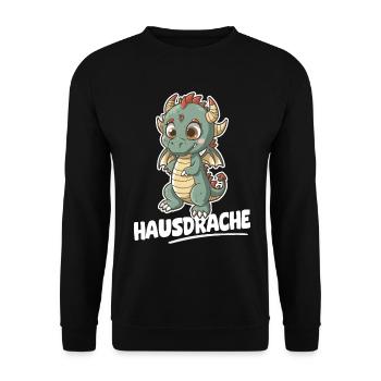 Hausdrache. Stark, Mutig und Unbesiegbar. Drache - Unisex Pullover - Schwarz - Vorne - Alina (178cm) & Michal (187cm)