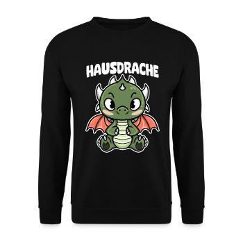 Hausdrache. Stark, Mutig und Unbesiegbar. Drache - Unisex Pullover - Schwarz - Vorne - Alina (178cm) & Michal (187cm)