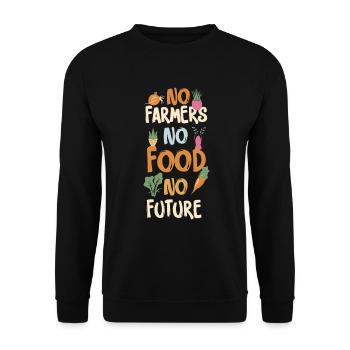 No Farmers No Food No Future Bauer Landwirt - Unisex Pullover - Schwarz - Vorne - Alina (178cm) & Michal (187cm)