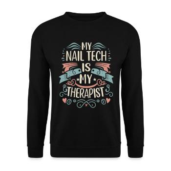 My Tech Nail Is My Therapist Nail Art - Unisex Sweatshirt - black - Front - Alina (178cm) & Michal (187cm)