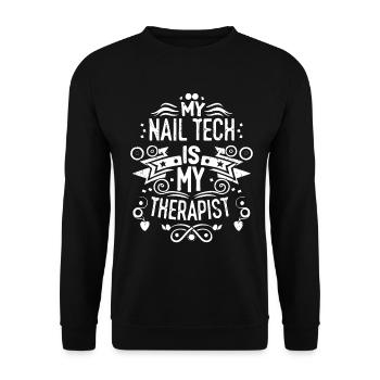 My Tech Nail Is My Therapist Nail Art - Unisex Sweatshirt - black - Front - Alina (178cm) & Michal (187cm)