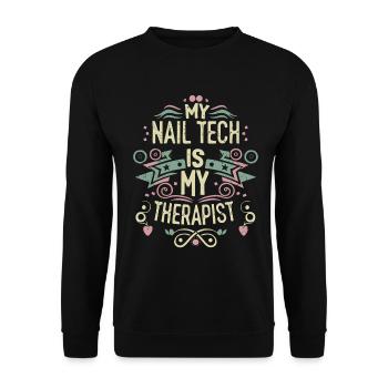 My Tech Nail Is My Therapist Nail Art - Unisex Sweatshirt - black - Front - Alina (178cm) & Michal (187cm)