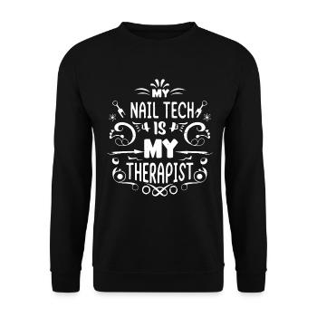 My Tech Nail Is My Therapist Nail Art - Unisex Sweatshirt - black - Front - Alina (178cm) & Michal (187cm)