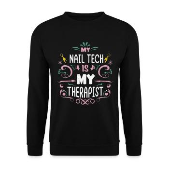 My Tech Nail Is My Therapist Nail Art - Unisex Sweatshirt - black - Front - Alina (178cm) & Michal (187cm)