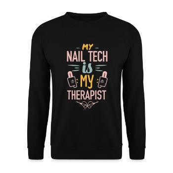 My Tech Nail Is My Therapist Nail Art - Unisex Sweatshirt - black - Front - Alina (178cm) & Michal (187cm)