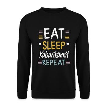 Eat Sleep Kalsarikännit Repeat Finnland Unterhose - Unisex Pullover - Schwarz - Vorne - Alina (178cm) & Michal (187cm)