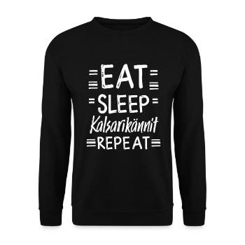 Eat Sleep Kalsarikännit Repeat Finnland Unterhose - Unisex Pullover - Schwarz - Vorne - Alina (178cm) & Michal (187cm)