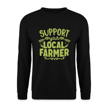 Support Your Local Farmer Bauer Landwirt - Unisex Pullover - Schwarz - Vorne - Alina (178cm) & Michal (187cm)