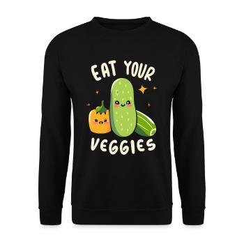 Eat Your Veggies Vegetable Lover Vegan Vegan - Unisex Sweatshirt - black - Front - Alina (178cm) & Michal (187cm)