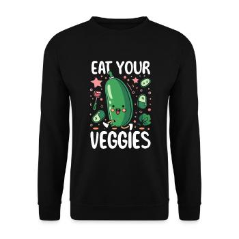 Eat Your Veggies Vegetable Lover Vegan Vegan - Unisex Sweatshirt - black - Front - Alina (178cm) & Michal (187cm)