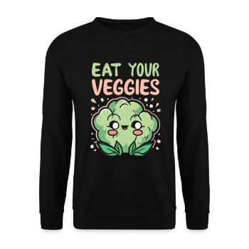 Eat Your Veggies Vegetable Lover Vegan Vegan - Unisex Sweatshirt - black - Front - Alina (178cm) & Michal (187cm)