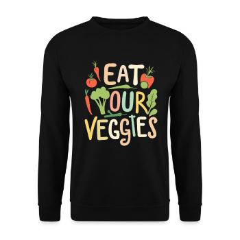 Eat Your Veggies Vegetable Lover Vegan Vegan - Unisex Sweatshirt - black - Front - Alina (178cm) & Michal (187cm)