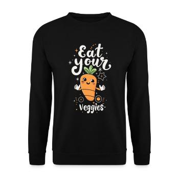 Eat Your Veggies Vegetable Lover Vegan Vegan - Unisex Sweatshirt - black - Front - Alina (178cm) & Michal (187cm)