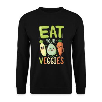 Eat Your Veggies Vegetable Lover Vegan Vegan - Unisex Sweatshirt - black - Front - Alina (178cm) & Michal (187cm)