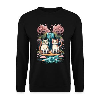 chaton kawaii mignon japon - Sweat-shirt Unisexe - noir - Devant - Alina (178cm) & Michal (187cm)
