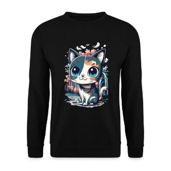 chaton kawaii mignon japon - Sweat-shirt Unisexe - noir - Devant - Alina (178cm) & Michal (187cm)
