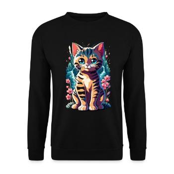 chaton kawaii mignon japon - Sweat-shirt Unisexe - noir - Devant - Alina (178cm) & Michal (187cm)
