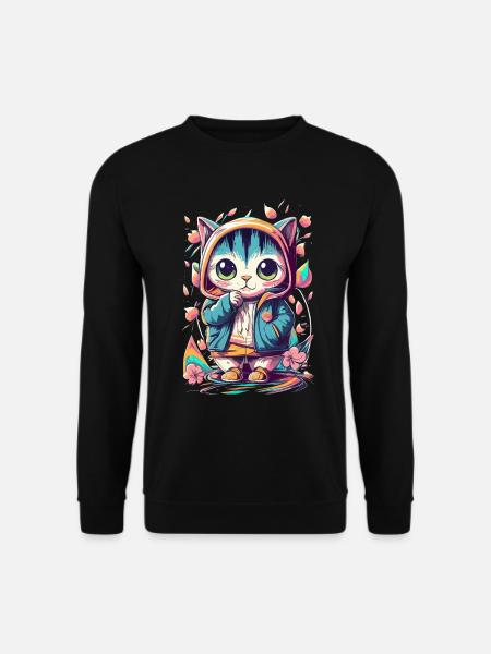 süßes Kawaii Kätzchen Japan - Unisex Pullover - Schwarz