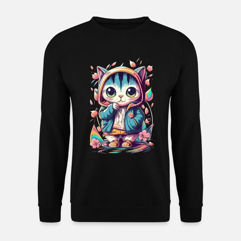 chaton kawaii mignon japon - Sweat-shirt Unisexe - noir