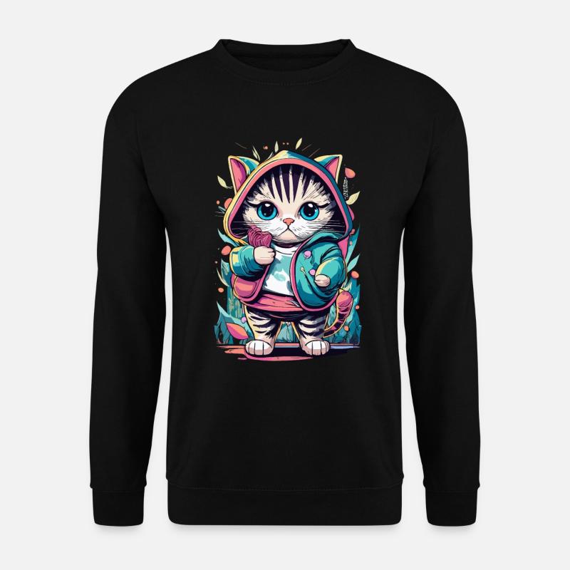 süßes Kawaii Kätzchen Japan - Unisex Pullover - Schwarz