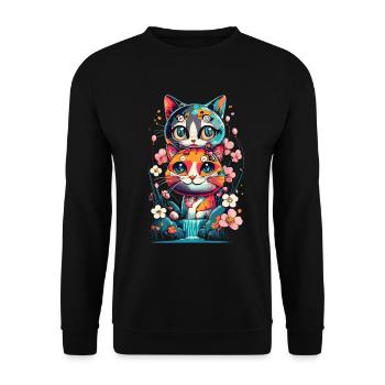 chaton kawaii mignon japon - Sweat-shirt Unisexe - noir - Devant - Alina (178cm) & Michal (187cm)