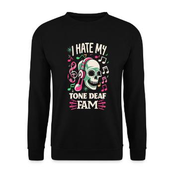 JE DÉTESTE MA FAMILLE SOURDE - Sweat-shirt Unisexe - noir - Devant - Alina (178cm) & Michal (187cm)