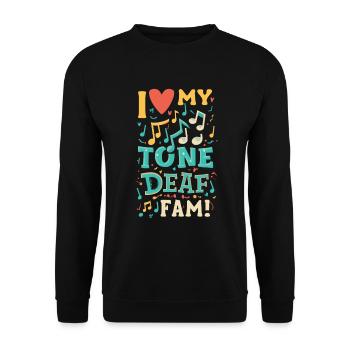 I HATE MY DEAF-TONE FAM - Unisex Pullover - Schwarz - Vorne - Alina (178cm) & Michal (187cm)