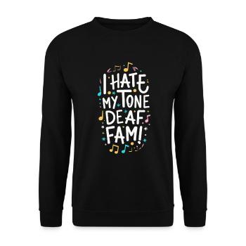 JE DÉTESTE MA FAMILLE SOURDE - Sweat-shirt Unisexe - noir - Devant - Alina (178cm) & Michal (187cm)