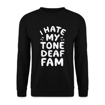JE DÉTESTE MA FAMILLE SOURDE - Sweat-shirt Unisexe - noir - Devant - Alina (178cm) & Michal (187cm)