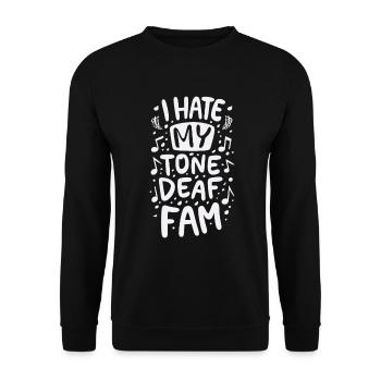 JE DÉTESTE MA FAMILLE SOURDE - Sweat-shirt Unisexe - noir - Devant - Alina (178cm) & Michal (187cm)