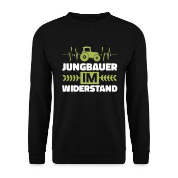 Jungbauer im Widerstand Bauer Demo Landwirt - Unisex Pullover - Schwarz - Vorne - Alina (178cm) & Michal (187cm)