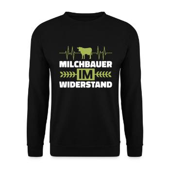 'Milchbauer im Widerstand Bauer Demo Landwirt - Unisex Pullover - Schwarz - Vorne - Alina (178cm) & Michal (187cm)