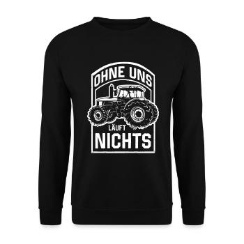 Ohne uns läuft nichts Protest Großdemo Demo Streik - Unisex Pullover - Schwarz - Vorne - Alina (178cm) & Michal (187cm)