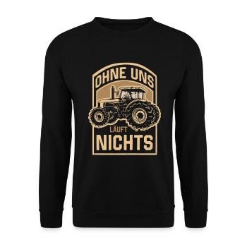 Ohne uns läuft nichts Protest Großdemo Demo Streik - Unisex Pullover - Schwarz - Vorne - Alina (178cm) & Michal (187cm)