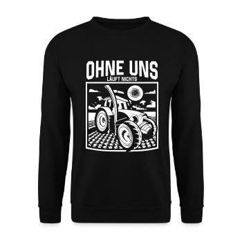 Ohne uns läuft nichts Protest Großdemo Demo Streik - Unisex Pullover - Schwarz - Vorne - Alina (178cm) & Michal (187cm)